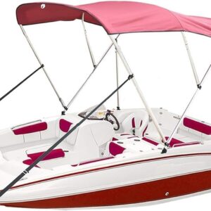 Wingxaoyy Marine Accessories 3 Bow Biminii Top Replacement Canvas Cover Storage Boot Cover with Frame 600D Waterproof Anti UV Sun Shade Heavy Duty Boat Cover(Red 85-90W)