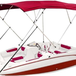 Wingxaoyy Marine Accessories 4 Bow Bimini Top Canvas Cover Roof Canopy Boot Cover Storage w\/Frame 600D Waterproof Sunshade UV Protection for V-Hull Jon Boats(79-90 Red)