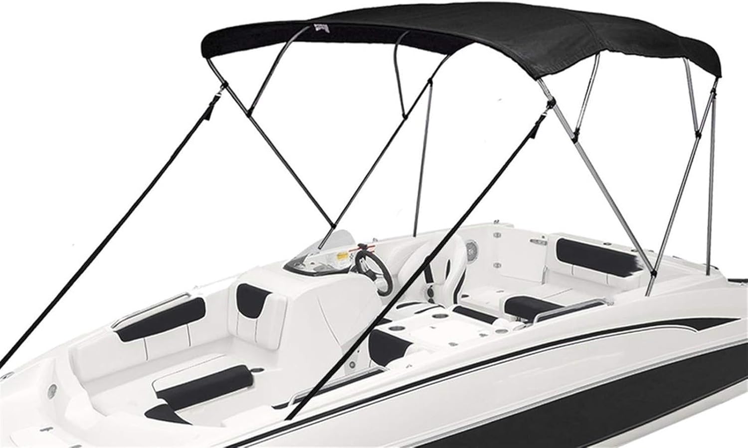 Wingxaoyy Marine Accessories 4 Bow Bimini Top Canvas Cover Roof Canopy Boot Cover Storage w\/Frame 600D Waterproof Sunshade UV Protection for V-Hull Jon Boats(79-90 Red) - Image 9