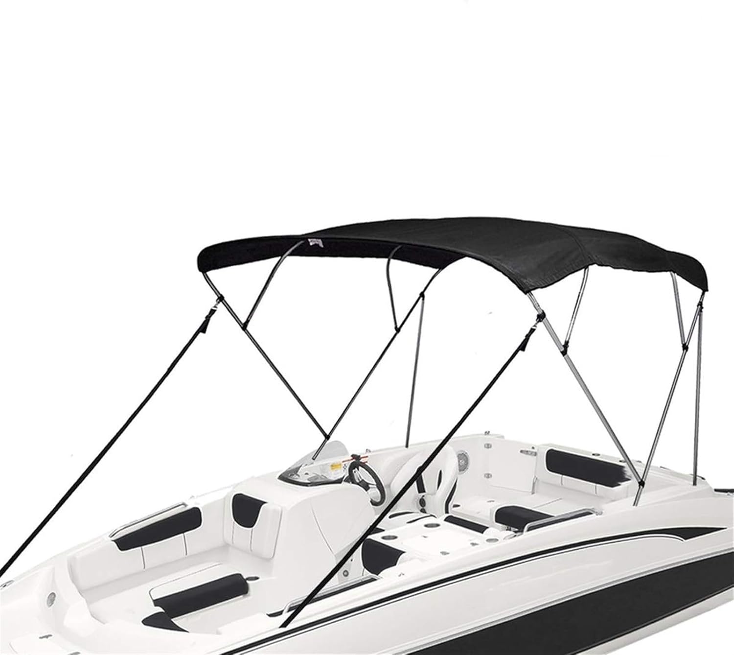 Wingxaoyy Marine Accessories 4 Bow Biminii Top Replacement Canvas Cover Boot Cover with Frame 600D Waterproof Boat Cover for V-Hull\/Jon\/Center Console Boat(Black 91-103W)