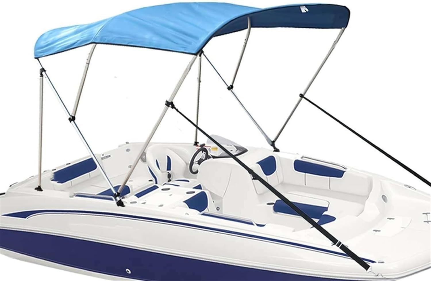 Wingxaoyy Marine Accessories 600D 3 Bow Bimini Top Canvas Cover Boot Cover with Frame Waterproof Anti-UV Sun Shade Heavy Duty Boat Roof Canopy Cover(79-90) - Image 3