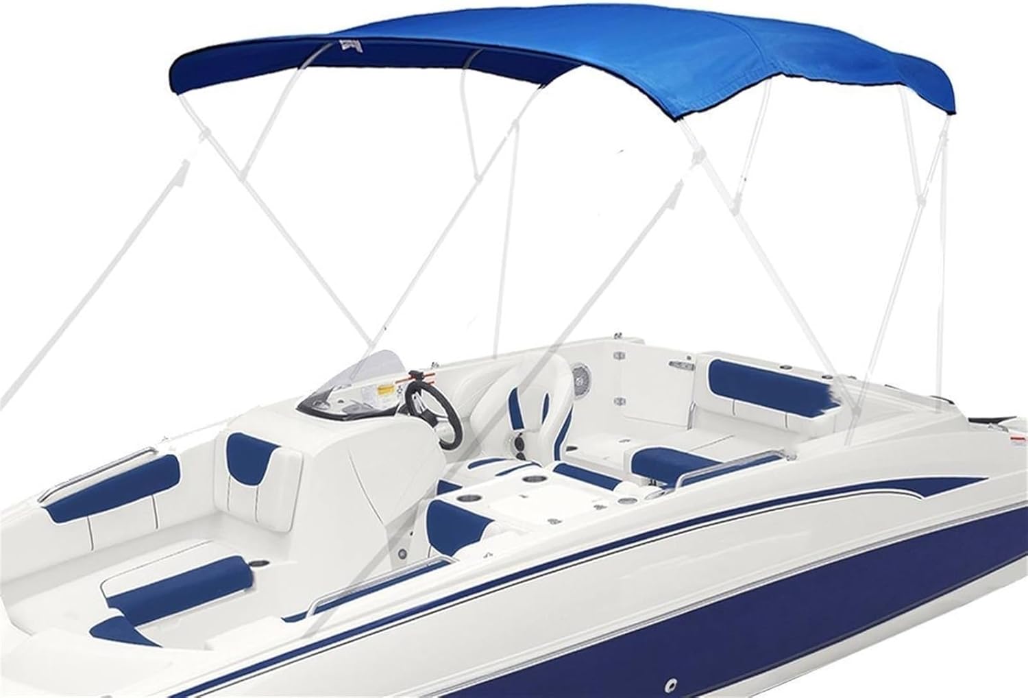 Wingxaoyy Marine Accessories 600D Boat Cover 4 Bow Biminii Top Replacement Canvas with Boot Frame Marine Cover Anti UV for V-Hull Jon Center Console Boat(Width 91-103 inch) - Image 5