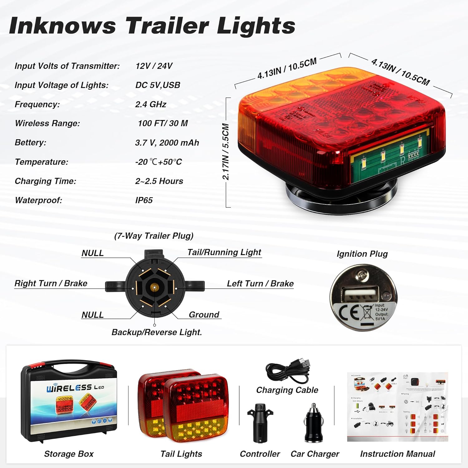 Wireless Magnetic Trailer Lights \u2013 Rechargeable LED Trailer Light Kit with Turn, Brake, Stop Lights, No Wiring Needed - Portable Wireless Lights for Truck, RV, Boat, Camper, Caravan, Utility Trailers - Image 5