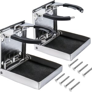 XinKunmarine 2PCS Boat Cup Holder,Stainless Steel Adjustable Holder for Cup Bottle Beverage,Folding Drink Holders for Marine Boat,Pontoon Boat,Truck,RV,Yacht